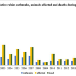 Cumulative rabies outbreak, animals affected and death during 2001- 2017