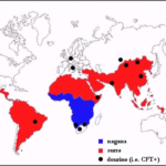 Distribution of dourine in different parts of the world